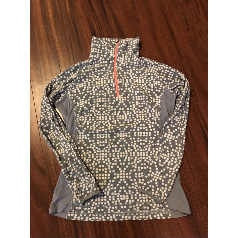 Columbia women’s medium quarter zip fleece pullover sweater, grey white